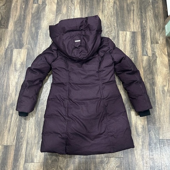 SOIA & KYO Jacket Women's L RARE Plum Purple Down Feathers Puffer Hooded Coat - Picture 3 of 15